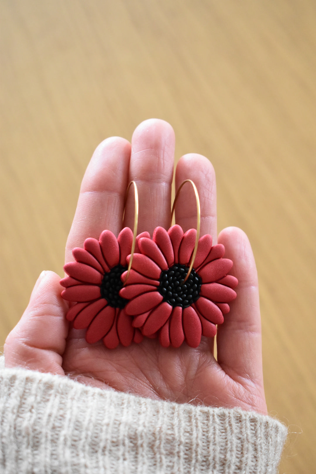 Boucles d'oreilles "DAISY" rouges