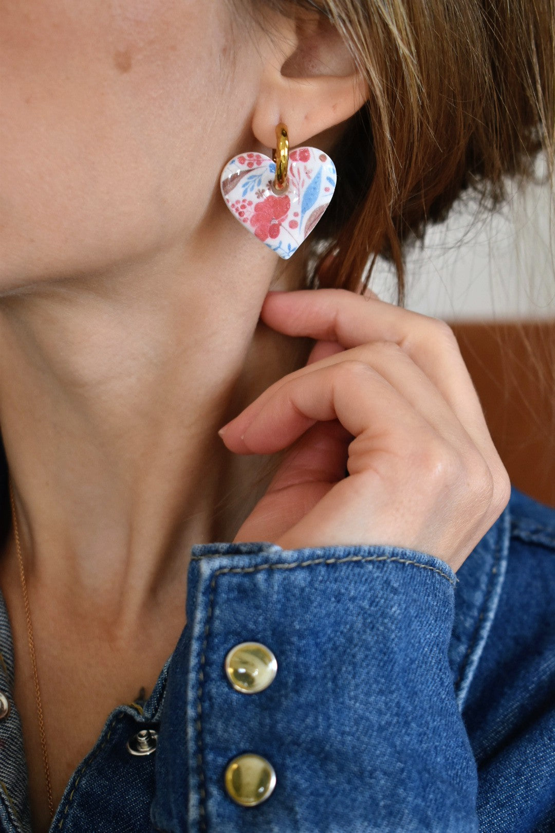 Pampilles cœurs, motif fleurs