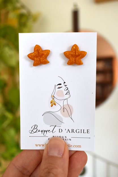 Boucles d'oreilles "Feuilles pailletées"