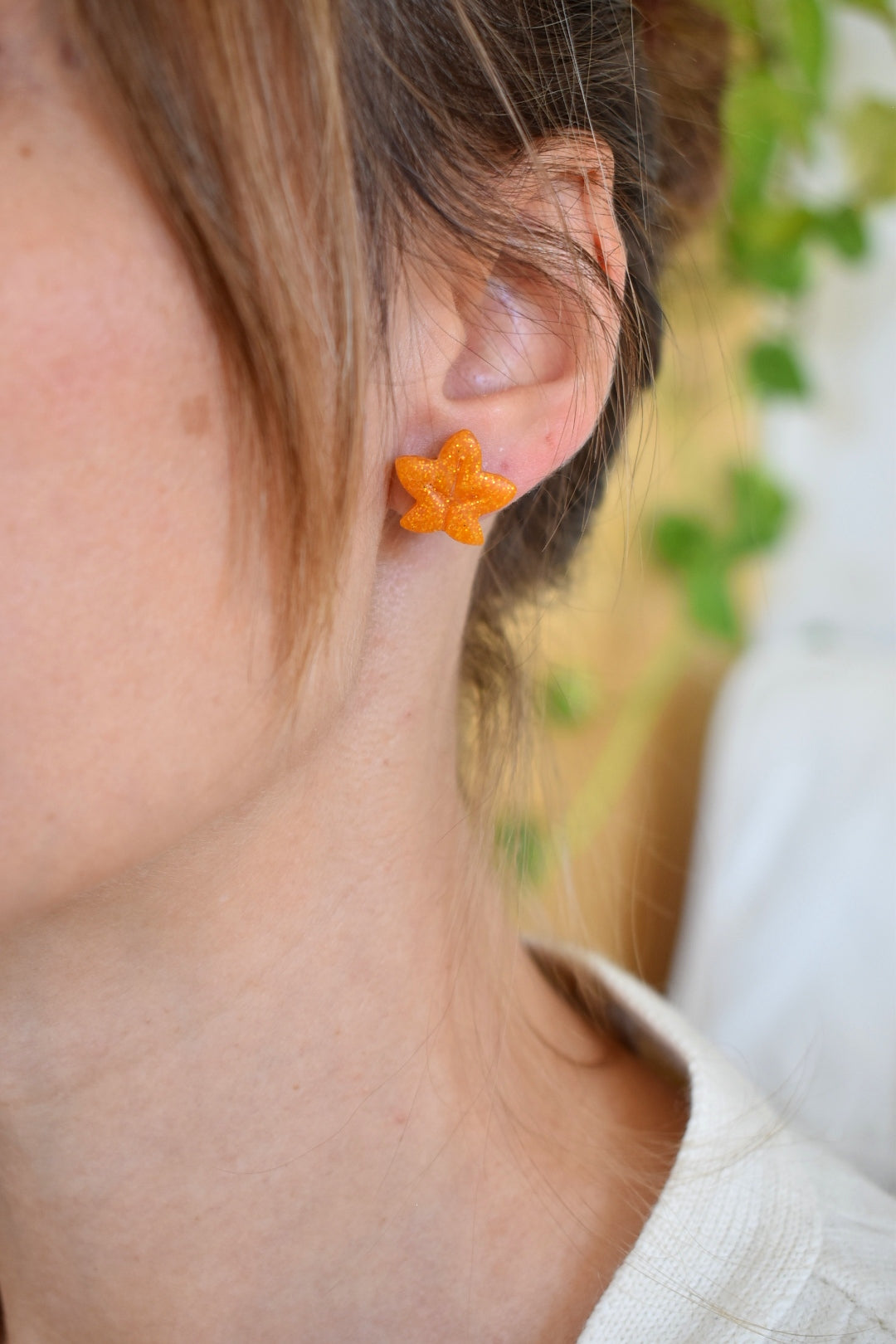 “Glittery leaves” earrings