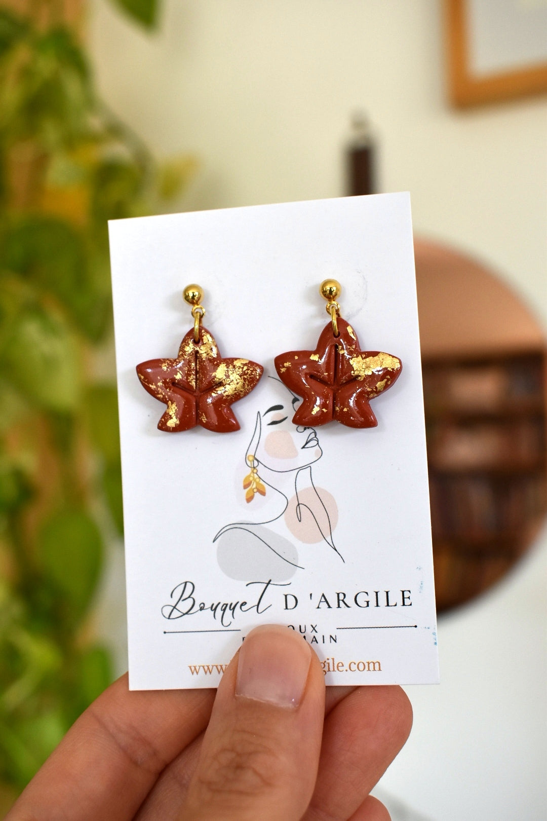 “Golden terracotta leaves” earrings