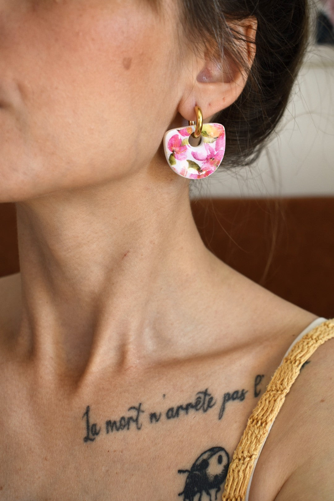 Pampilles demi-cercle motif floral