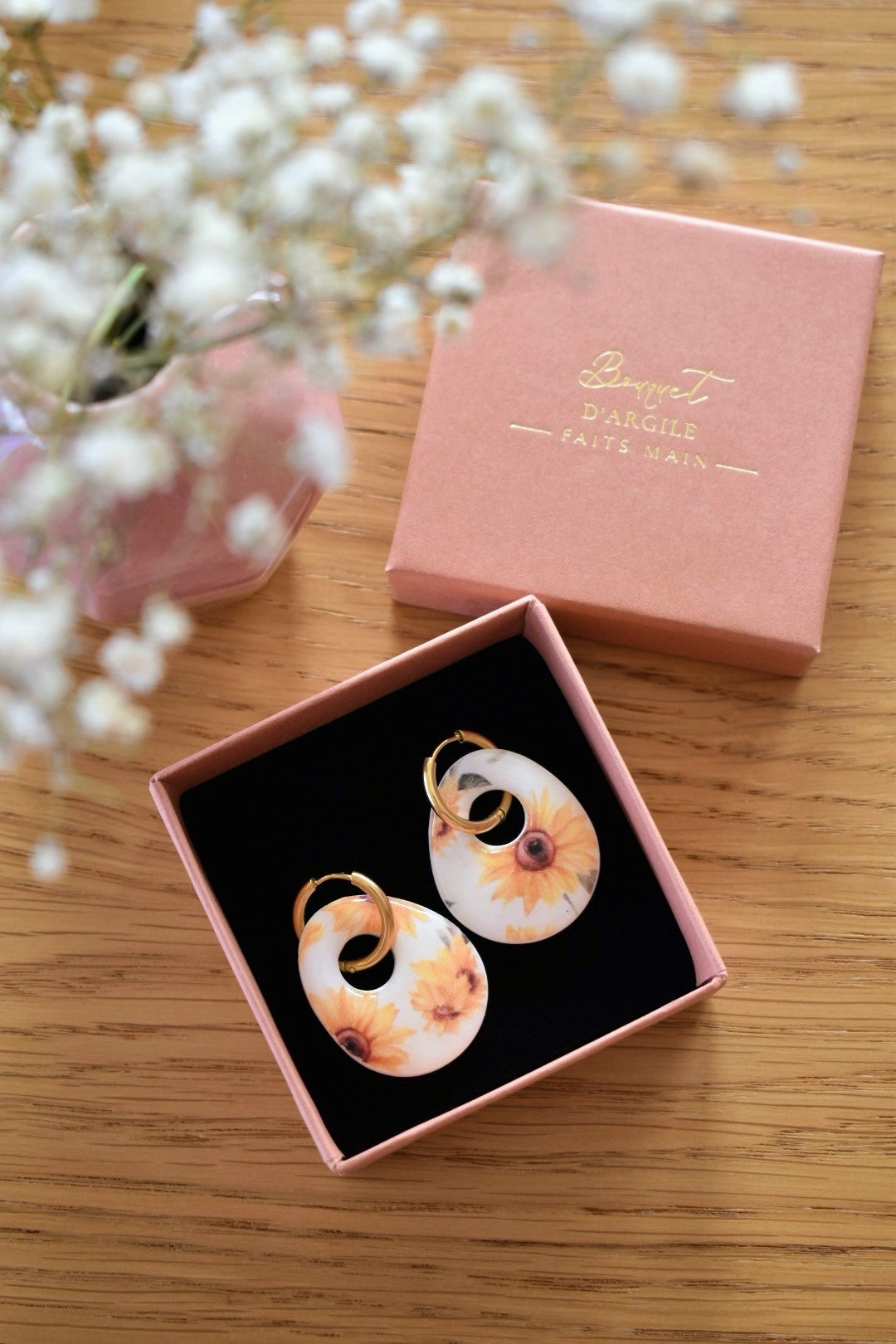 Pampilles ovales motif tournesols