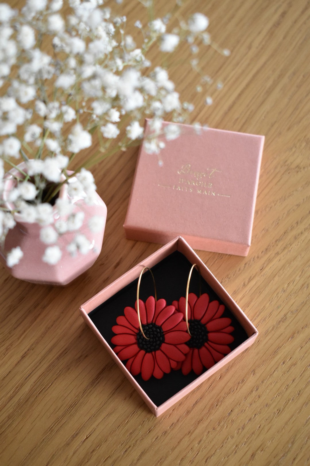 Boucles d'oreilles "DAISY" rouges