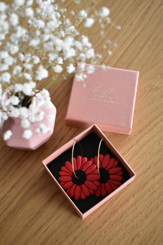 Boucles d'oreilles "DAISY" rouges