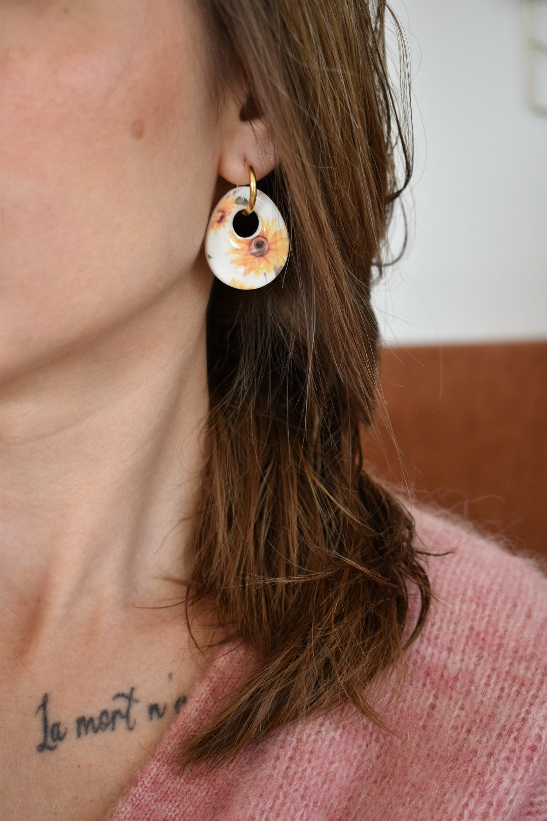 Pampilles ovales motif tournesols