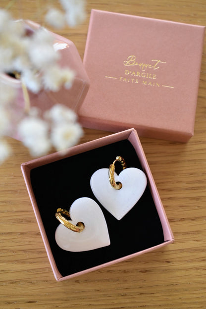 Pampilles cœurs, blanc pailleté