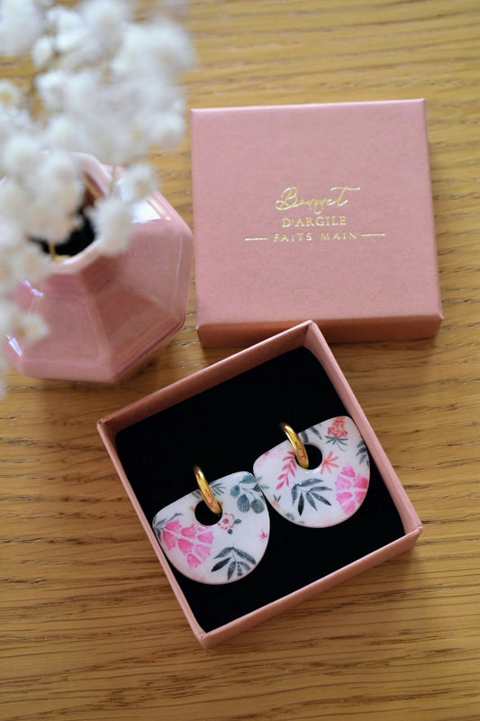 Pampilles demi-cercle, motif fleurs