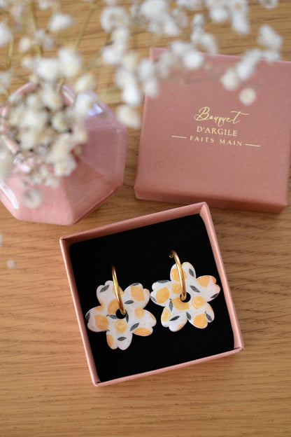 Pampilles grandes fleurs, motif citrons