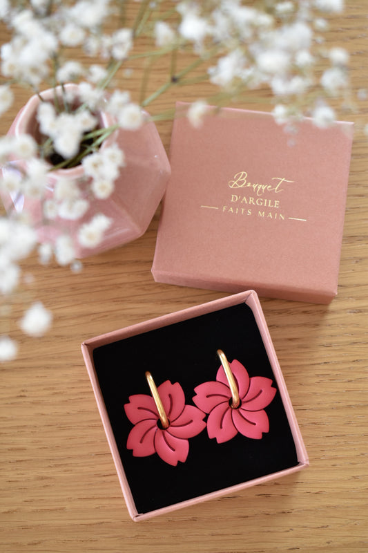 Pampilles fleurs sakura fuchsia