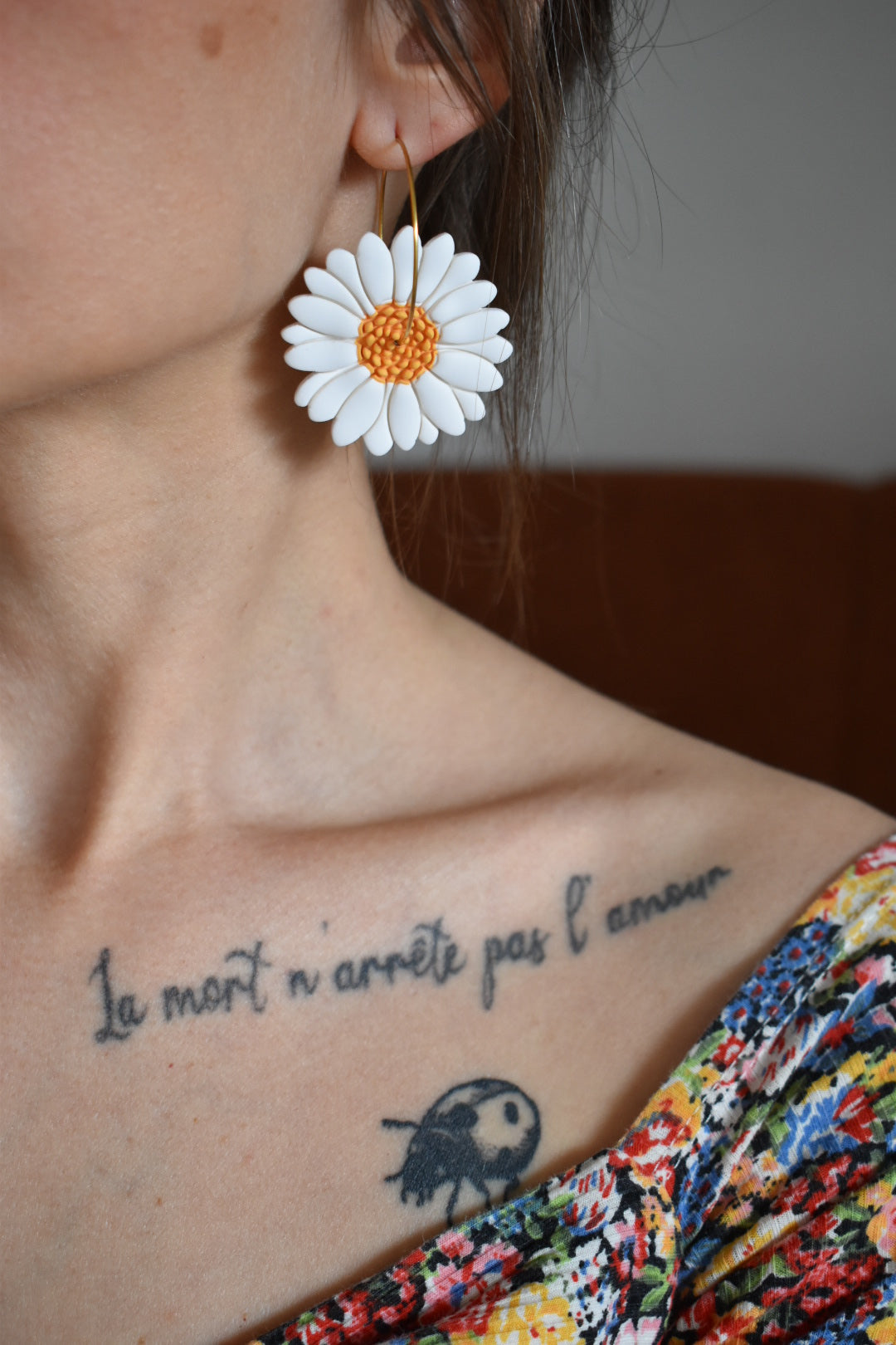 Boucles d'oreilles "DAISY" blanches