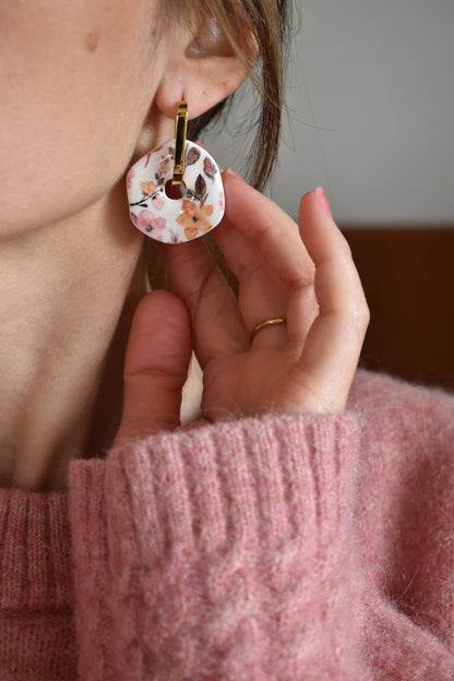 Pampilles organiques, motif marron et orange