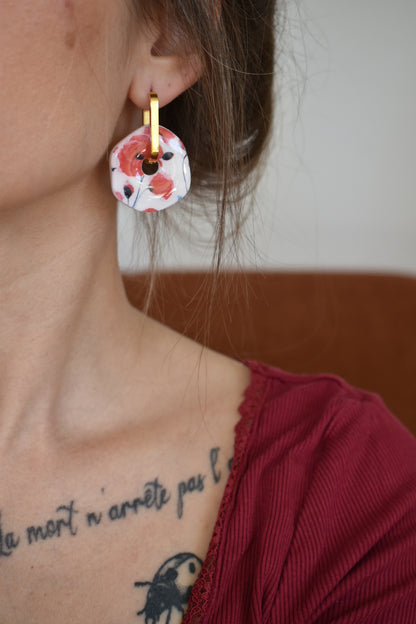 Pampilles organiques, motif coquelicots