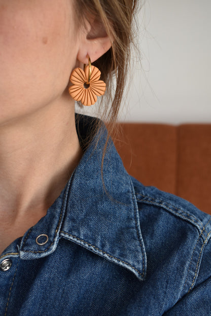 Pampilles fleurs texturées jaune nacré