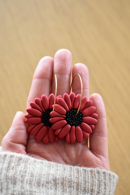 Boucles d'oreilles "DAISY" rouges