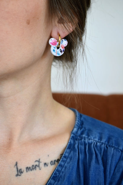 Pampilles tête de souris motif floral (2 tailles)