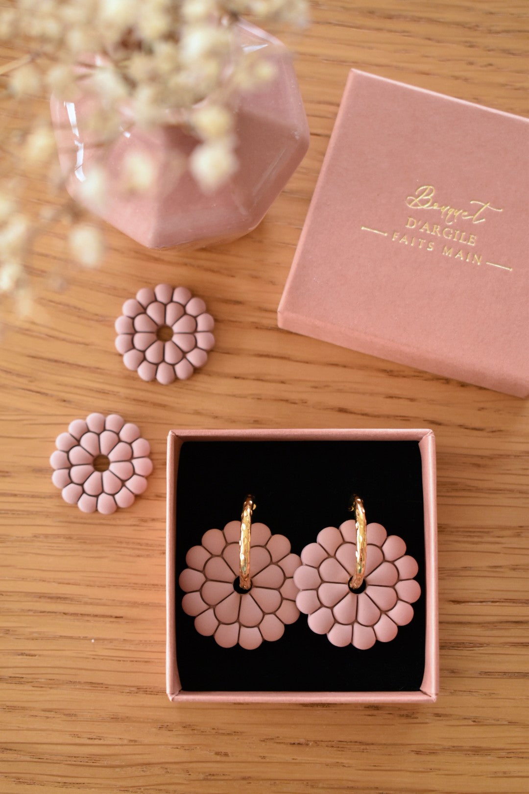 Pampilles fleurs "mocha latte"