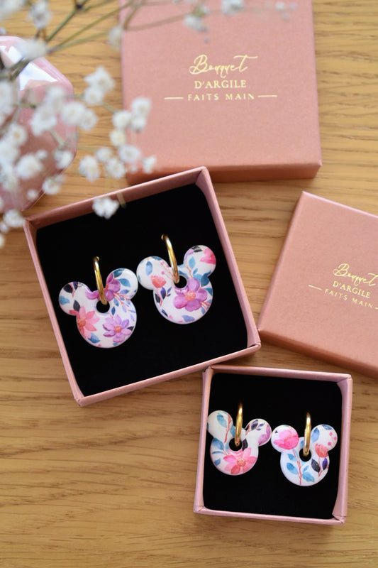 Pampilles tête de souris motif floral (2 tailles)