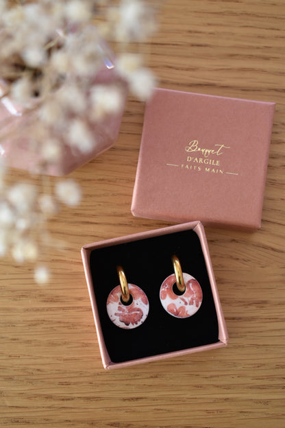Mini pampilles, motif fleurs marrons