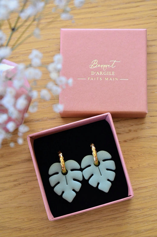 Pampilles monstera sauge nacré