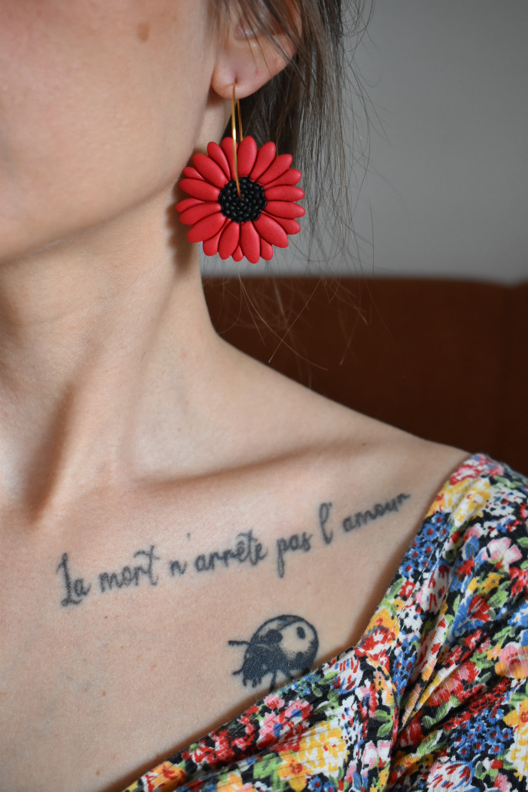 Boucles d'oreilles "DAISY" rouges