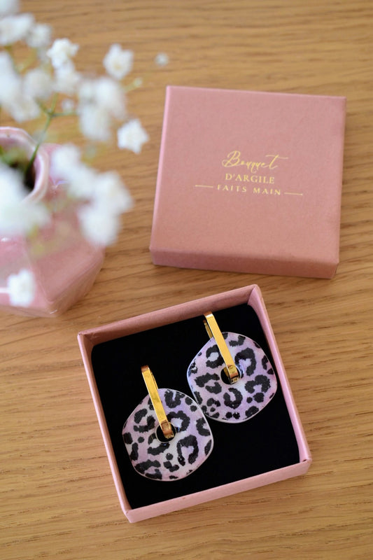 Pampilles organiques, motif léopard taupe