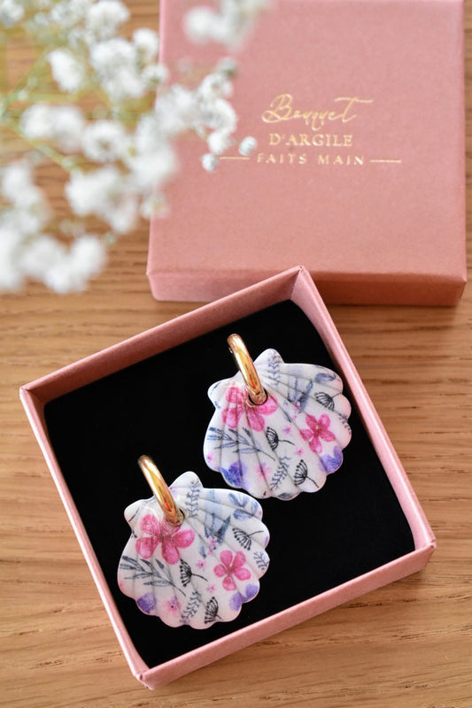 Pampilles grands coquillages floreaux