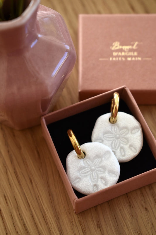 Créoles interchangeables, sand dollar (2 couleurs au choix)