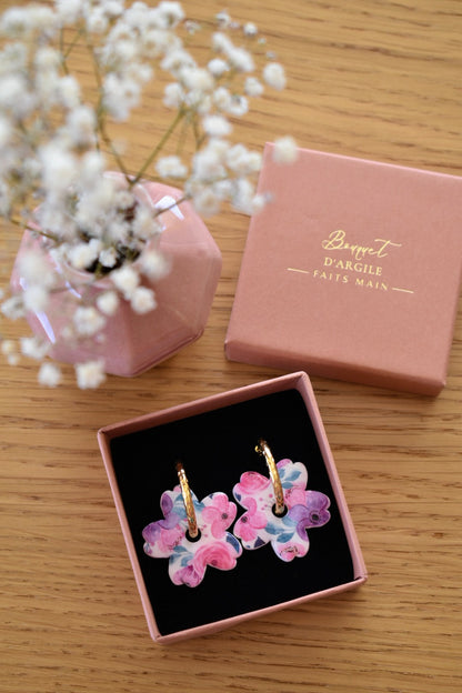 Pampilles grandes fleurs à motif floral